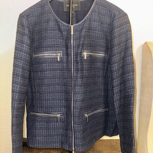 Lafayette 148 New York Navy Textured Jacket